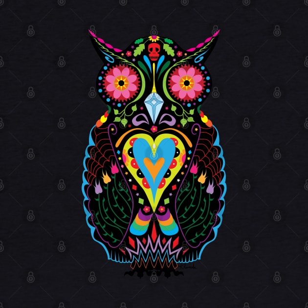 Day Of The Dead Owl by PrettyGhoul